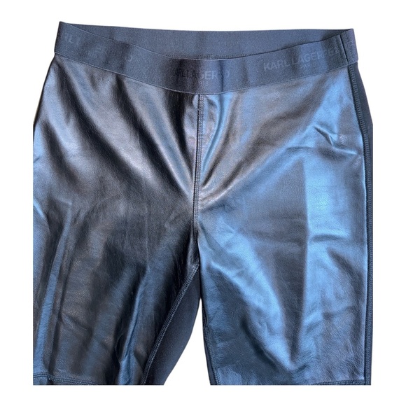 Karl Lagerfeld Black Faux Leather Pants leggings Tall Medium - Picture 3 of 4